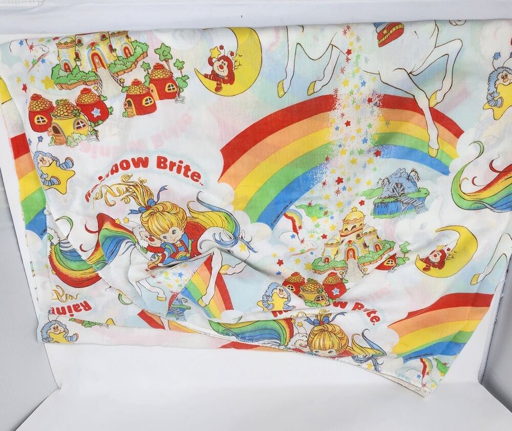 VTG Rainbow Brite 2-Piece Twin Size Sheet Set Hallmark 1983 Colorful Bright